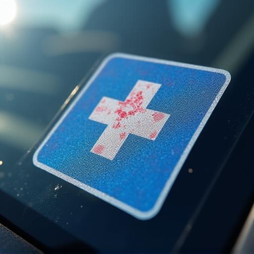 A close-up of the current Swiss motorway vignette sticker.
